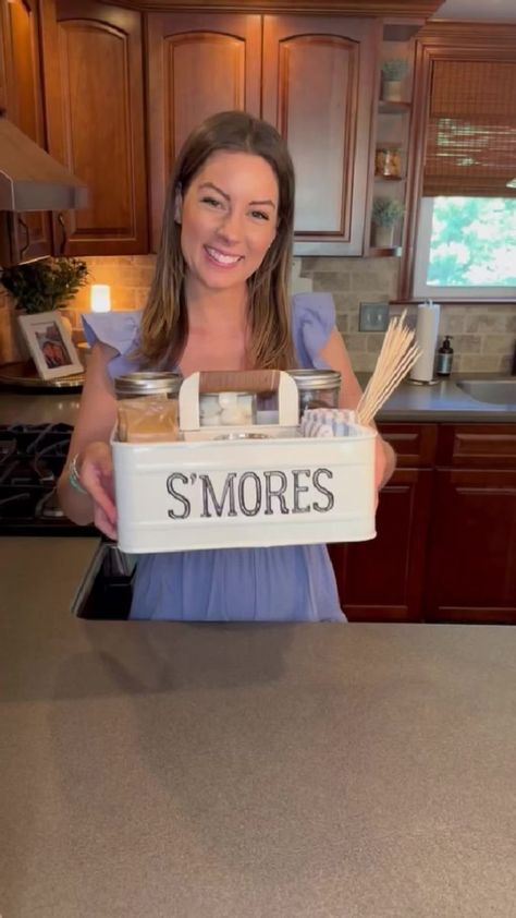 Cute s’mores caddy idea for your summer entertaining 🥰 What is your go to way to have a smores? 🤗 | The Magnolia Mercantile | S’mores Storage Ideas, Smores Storage Ideas, Smores Caddy, Magnolia Mercantile, Smores Station, Summer Entertaining, Buckets, Storage Ideas, Landscaping Ideas