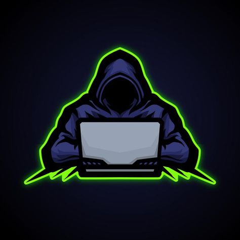 Hacker e sport logo style | Premium Vector #Freepik #vector #logo #technology #computer #character Computer Character, E Sport Logo, Fotoshoot Ideas, Hacker Logo, Hacker Art, Logo Technology, Computer Logo, Minimal Tattoo Design, Brain Logo