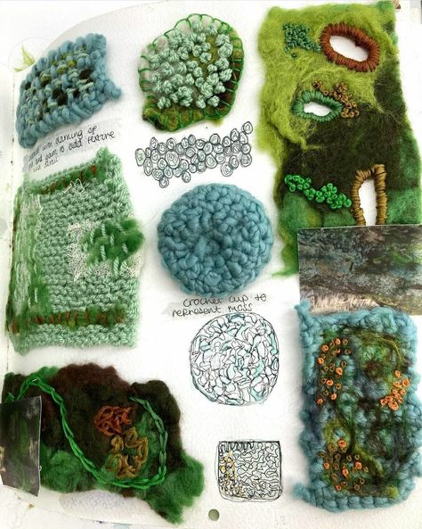 Nature Textile Art, Moss Textiles, Freeform Embroidery, Diy Moss, Textiles Sketchbook, A Level Textiles, Textile Art Embroidery, Textiles Techniques, Textile Fiber Art