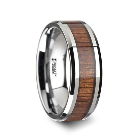 Mens Wedding Rings Silver, Black Cherry Wood, Koa Wood Ring, Wood Inlay Rings, Mens Wedding Bands Tungsten, Tungsten Wedding Rings, Titanium Wedding Band, Koa Wood, Tungsten Carbide Rings