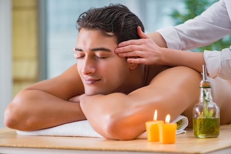 Photo handsome man during spa massaging ... | Premium Photo #Freepik #photo #massage-man #hot-stone #man-spa #thai-spa Spa Advertisement, Massage Photoshoot, Massage Images, Body Massage Spa, Men Spa, Thai Spa, Massage Logo, Sports Massage Therapy, Ear Candling