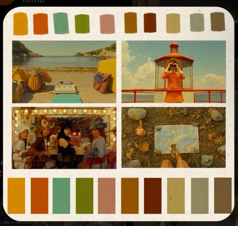 Moonrise Kingdom Colour Palette, Moonrise Kingdom Interior, Moonrise Kingdom Cinematography, West Anderson Color Palette, We Anderson Color Palette, Colour Palette Wes Anderson, Wes Anderson Color Scheme, Cinematography Wes Anderson, Wes Anderson Wedding Color Palette