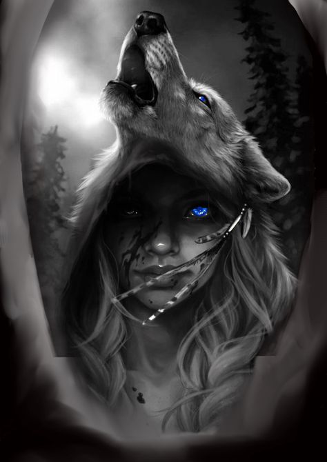 Zombie Wolf Tattoo, Wolves And Women Tattoo, Wolf Goddess Tattoo, Wolf And Moon Tattoo For Women, Wolf And Woman Tattoo, Apache Indian Tattoo, Wolf Woman Tattoo, Dark Wolf Tattoo, Werewolf Tattoo Design