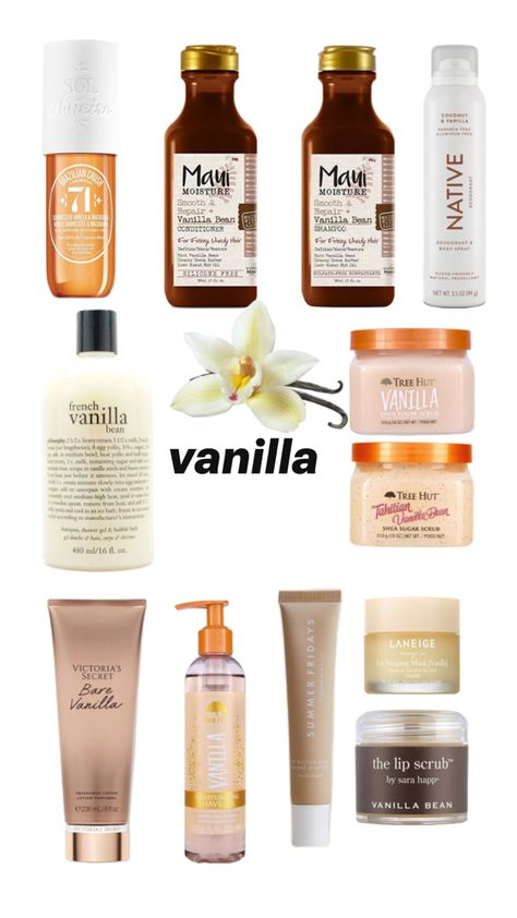 Vanilla Signature Scent, Vanilla Hair Care, Vanilla Hair Products, Vanilla Shampoo And Conditioner, Vanilla Scented Products, Vanilla Bathroom, How To Smell Like Vanilla, Vanilla Shampoo, To Smell Like Vanilla