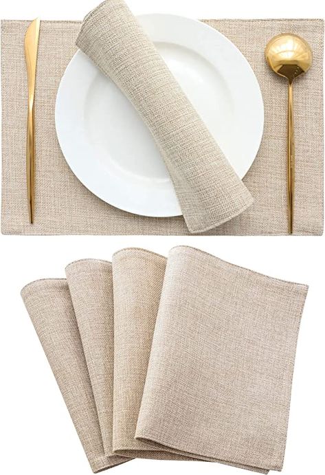 Beige Placemats, Dining Table Place Mats, Fall Kitchen Table, Transitional Dining Table, Plate Mats, Table Place Mats, Dark Wood Table, Dining Table Cloth, Dining Table Placemats