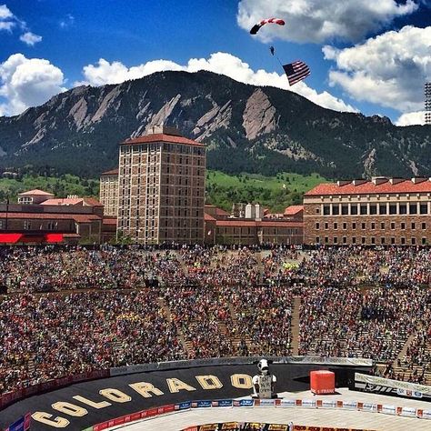 One of my favorite views. Both the Flatirons and the CU Buffs stadium in Boulder Colorado. #boulderinn Boulder Colorado College, Muted Rainbow Wedding, Sko Buffs, Formal Cooler Ideas, Happy 2023, Fraternity Coolers, Cu Boulder, Colorado College, Colorado Boulder