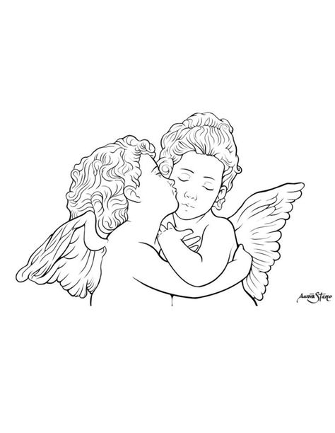 Angels On Clouds Tattoo, Angel Hugging Tattoo, Angels Kissing Tattoo, Angels Hugging Tattoo, Angel Love Tattoo, Angel Cloud Tattoo, Angel On Cloud Tattoo, Three Angels Tattoo, 2 Angels Tattoo