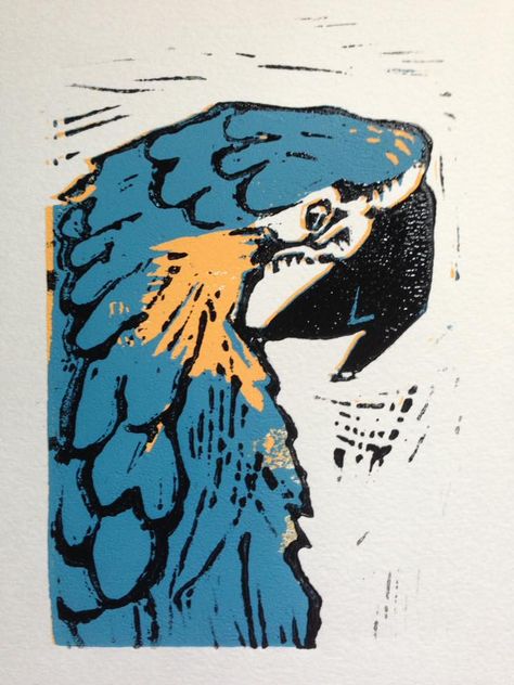 Linocut of parrot. Alligator Linocut, Animal Linocut, Parrot Sketch, White Parrot, Parrot Tattoo, Parrot Drawing, Parrot Art, Parrots Art, Lino Art