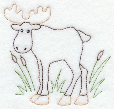 Embroidery Design available - can be sewn on T-shirts, towels, aprons, blankets, bags, bibs & burp cloths as well as many other items.  Visit my shop at: www.etsy.com/shop/KarenStitches Moose Embroidery, Camping Embroidery, Moose Quilt, Christmas Embroidery Patterns, Machine Embroidery Projects, Baby Embroidery, Stitch Book, Embroidery Patterns Free, Embroidery Library