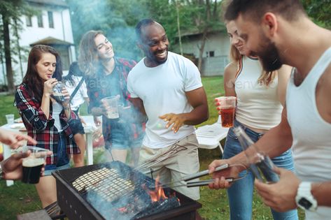 Group of friends making barbecue in the backyard. concept about good and positive mood with friends by master1305. Group of friends making barbecue at the backyard. concept about good and positive emotions. Enjoying forest party wit...#backyard, #concept, #good, #barbecue Barbeque With Friends, Friends Bbq, Barbecue With Friends, Backyard Gathering, Bbq With Friends, Backyard Barbeque Party, Youth Photos, Barbeque Party, Forest Party