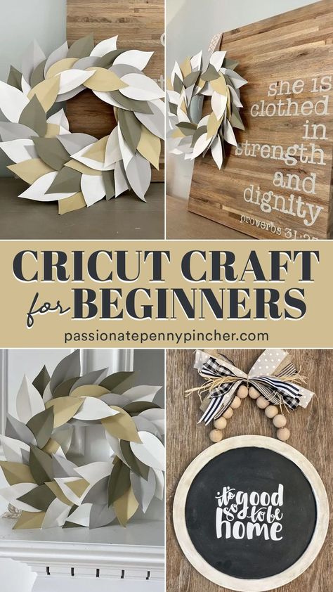 There are SO MANY Cricut Projects you can do with your Cricut machine. Here are some of our easy beginner Cricut ideas to try! This sweet little wreath took me under an hour to make with my Cricut – and it's so pretty in person! Fall Cricut Projects, Beginner Cricut, Fall Cricut, Waverly Chalk Paint, Burlap Garland, Cricut Design Studio, Amazing Crafts, Diy Gifts For Friends, Cricut Explore Air 2