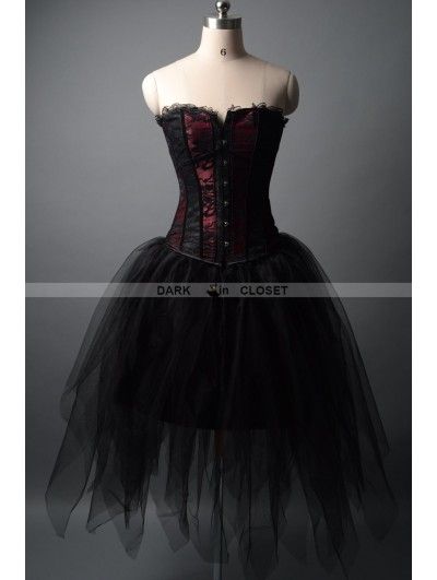 Goth Dresses Short, Gothic Dress Short, Red Gothic Dress, Red And Black Fashion, Red Hoco Dress, Gothic Corset Dresses, Goth Prom Dress, Goth Wedding Dresses, Gothic Prom