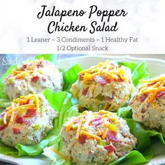 This has got to be one of my favorite chicken salad recipes! Jalapeno Popper Chicken Salad! It's a fun twist on traditional jalapeno poppers made into a chicken salad! Jalapeno Popper Chicken Salad, Simple Diet Plan, Lean Dinners, Medifast Recipes, Lean Protein Meals, Chicken Salad Ingredients, Keto Chicken Salad, Popper Chicken, Chicken Salads