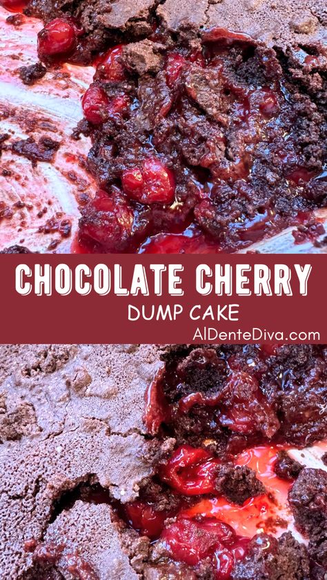 CHOCOLATE CHERRY DUMP CAKE Cherry Chocolate Dump Cake, Chocolate Cherry Dump Cake, Dump Cake Recipes Chocolate, Chocolate Dump Cake, Cherry Dump Cake, Chocolate Cherry Cake, Cherry Cake, Dump Cake, Cherry Pie Filling