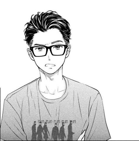 Manga Guy With Glasses, Manga Boy With Glasses, Boy With Glasses Drawing, Matsunaga San, Anime Glasses Boy, Anime Pixel Art, Cute Couple Cartoon, Shoujo Manga, Manga Pages