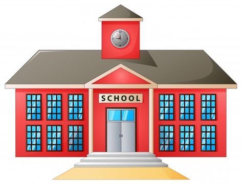 Vector illustration of high school modern building Premium Vector School Life Memories Friends, School Life Memories, Cartoon Building, School Building Design, School Illustration, High School Life, Cartoon Photo, Drawings Of Friends, School Building