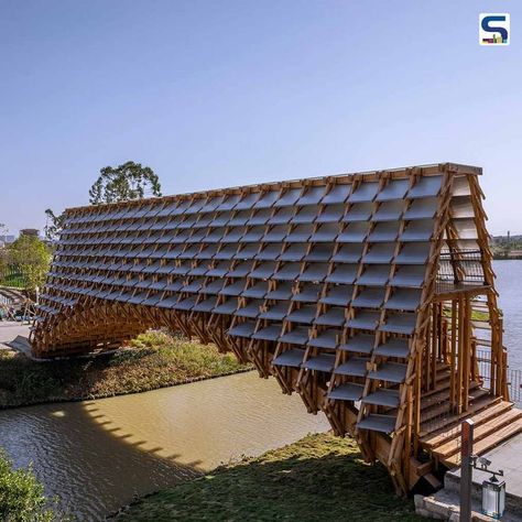 Timber Bridge, Water Under The Bridge, Nature Education, Timber Architecture, Commercial Street, Arch Bridge, Wooden Bridge, Bridge Design, Fish Ponds