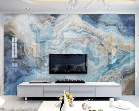 Blue Abstract Marble Wallpaper Blue Abstract Wallpaper Peel and Stick Wall Mural Self Adhesive Wallpaper Living Room Bedroom Wall Sticker by 71HomeDecor on Etsy Stone Mural, Wallpaper Stone, Marble Effect Wallpaper, Ombre Wallpaper, Wall Painting Living Room, Painting Textured Walls, Custom Photo Wallpaper, Cheap Wallpaper, Study Decor