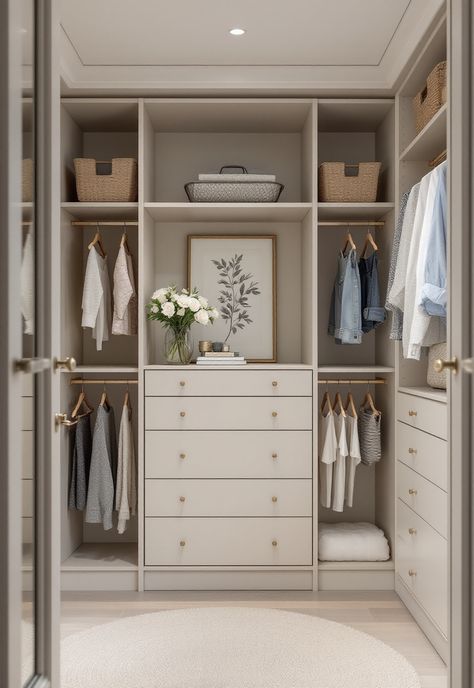 Walk in Closet Ideas Walk In Closet With Carpet, Walk In Wardrobe Doors Ideas, Best Master Closet Design, Master Closet Colors, Closet With French Doors, Walking Closet Color Ideas, Walk In Closet With Window Ideas, Closet Blueprints Layout, How To Make Your Closet Bigger