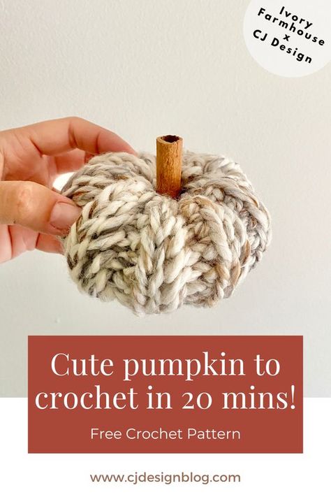 Crochet Pumpkin With Cinnamon Stick, Chunky Crochet Pumpkins Diy, Beginner Crochet Pumpkin, Crochet Pumkins Free, Crochet Pattern Pumpkin Free, Easy Pumpkin Crochet Pattern Free, Free Crochet Pumpkin Pattern Easy, Crochet Pattern Pumpkin, Crochet Pumpkin Free Pattern Chunky Yarn