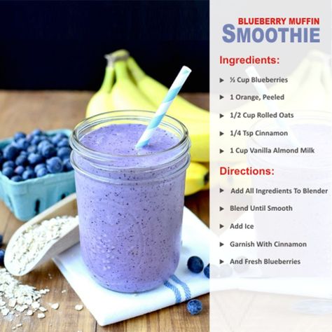 #Blueberry Muffin #Smoothie Free #Diabetic #Recipes #Ap... | Minds Blueberry Muffin Smoothie, Glace Fruit, Frijoles Refritos, Resep Smoothie, Protein Smoothies, Healthy Recipes For Diabetics, Pineapple Smoothie, Blueberries Smoothie, Blueberry Muffin