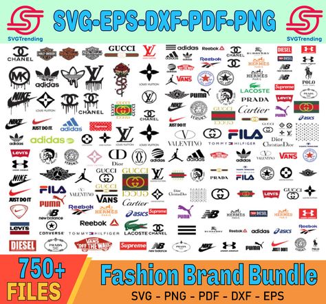 Vans Svg, Chanel Svg, Gucci Svg, Nike Svg, Luxury Brand Logo, Supreme Logo, Fashion Logo Branding, Famous Logos, Logo Bundle