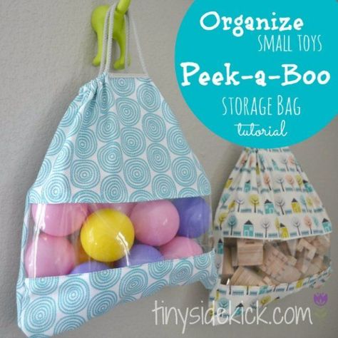 Easy Sewing Projects to Sell - Peek-a-Boo Toy storage Bags  - DIY Sewing Ideas for Your Craft Business. Make Money with these Simple Gift Ideas, Free Patterns, Products from Fabric Scraps, Cute Kids Tutorials http://diyjoy.com/sewing-crafts-to-make-and-sell Storage Bags Diy, Boo Boo Bags, Diy Toy Storage, Toy Storage Solutions, Toy Storage Bags, Patterns Fabric, Crafts To Make And Sell, Handbag Patterns, Easy Sewing Patterns