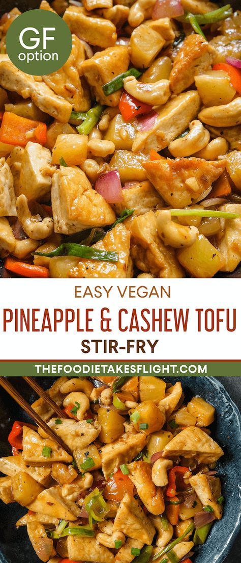 Tofu Pineapple Stir Fry, Cashew Stir Fry Vegetarian, Cashew Tofu Stir Fry, Vegetarian Stir Fry Recipe, Vegan Stir Fry Recipe, Tofu Pineapple, Pineapple Stir Fry, Vegan Tofu Stir Fry, Pineapple Tofu