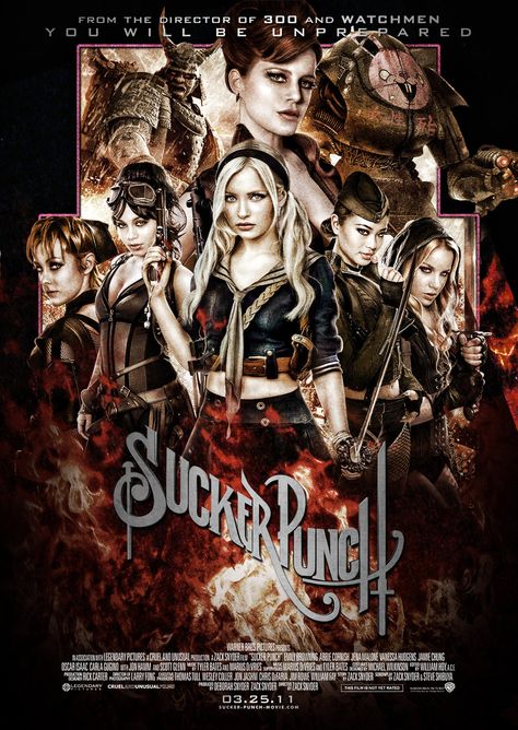 "Sucker Punch" movie poster by Alecx8 Sucker Punch Movie, Steampunk Movies, Legendary Pictures, Sucker Punch, Tv Series Online, Fantasy Films, Movie Poster Art, Action Movies, Marvel Movies