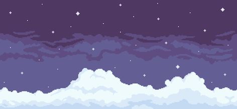 Pixel Art Night Sky, Night Sky Background, Cloud Night, Background Night, Clouds And Stars, Night Clouds, Western Wallpaper Iphone, Sky Games, Sky Anime