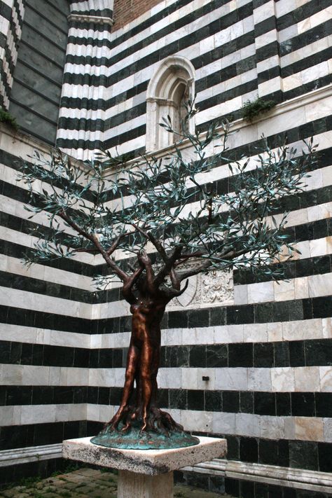 'Tree Of Life' bronze sculpture by Andrea Roggi outside the Duomo at Volterra, Toscana {image taken 19May2017] Abstract Tree Sculpture, Rebar Tree Sculpture, Tree Sculptures & Statues, Iron Tree Sculpture, Tree Sculpture Installation, Tree Of Knowledge, Sculpture Ideas, Olive Trees, Forging Metal