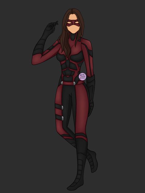 Female Daredevil Costume, Red Superhero Costume, Hero Mask Design Female, Mcu Oc Outfits, Masked Superhero Suits, Superhero Suits With Mask, Red Hero Suit, Superhero Female Costume, Super Suits Female