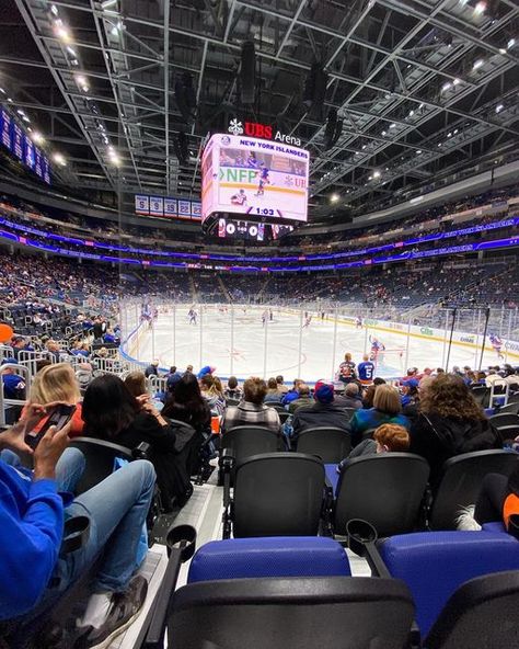 Ny Rangers Game Aesthetic, New York Islanders Aesthetic, Ubs Arena, Islanders Hockey, Hockey Aesthetic, Ny Islanders, Hockey Arena, Hockey Romance, Rangers Game