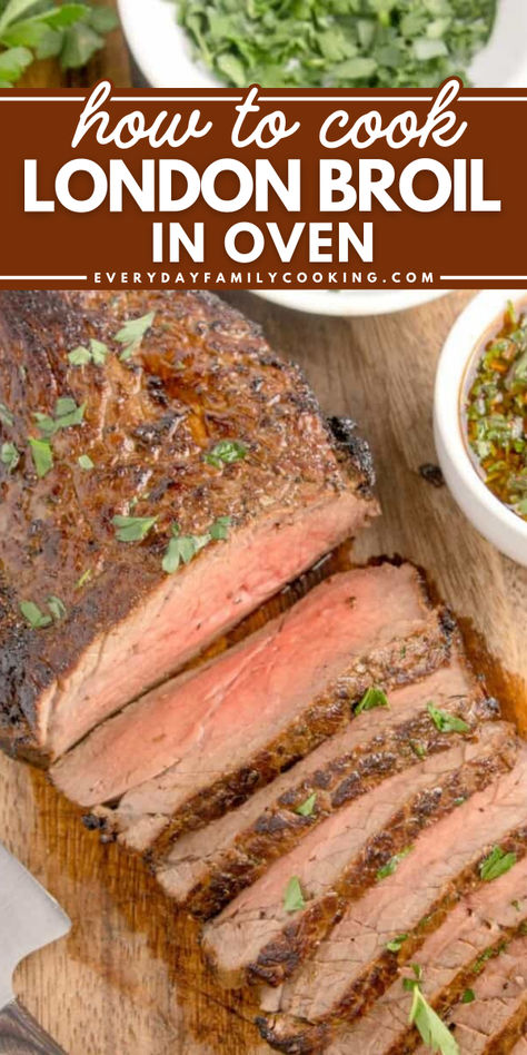 Looking for a flavor-packed Easter dinner idea? Try out this London broil oven recipe! Get ready to make a delicious Easter main dish recipe and learn how long to cook London broil in the oven. A super tender and juicy dish everyone will love! Quick London Broil Recipes, Best London Broil Recipe, London Broil Oven, London Broil Recipe, Cooking London Broil, Broiled Steak, London Broil Recipes, Marinated Flank Steak, London Broil