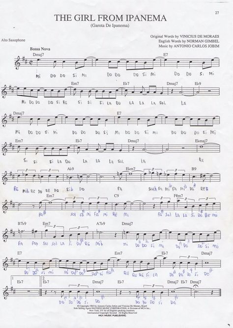 Alto Sax Sheet Music, Tenor Saxophone Sheet Music, Alto Saxophone Sheet Music, Girl From Ipanema, Fiddle Music, Wind Instruments, Jazz Songs, Clarinet Sheet Music, Saxophone Music