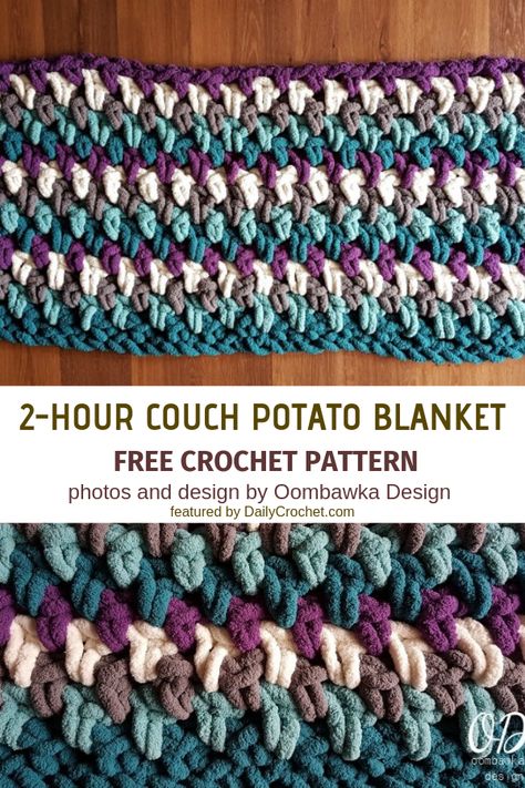 Easy 2-Hour Crochet Blanket To Make In Front Of The TV - Knit And Crochet Daily Afgan Blankets Crochet Free Pattern, Crocheted Afghans, Easy Knitting Projects, Bernat Blanket, Crochet Geek, Blanket Crochet Pattern, Easy Crochet Blanket, Beginner Crochet, Manta Crochet