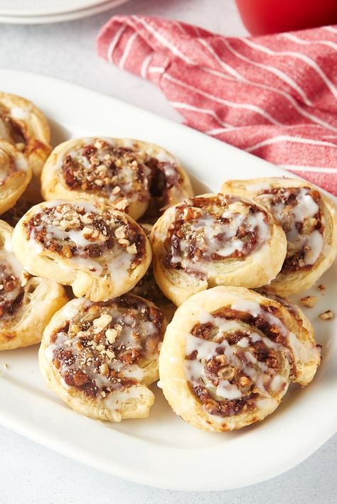 These quick and easy Apple Butter Pinwheels are made with frozen puff pastry, apple butter, and nuts for a no-fuss treat. Serve these for an easy brunch menu item, with your favorite cup of coffee or tea, or for a simple dessert. Easy Brunch Menu, Easy Apple Butter, Puff Pastry Apple, Puff Pastry Pinwheels, Pinwheels Recipe, Types Of Pastry, Apple Puff Pastry, Easy Puff, Protein Rich Snacks