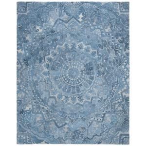 Safavieh Micro-Loop Blue/Light Blue 8 ft. x 10 ft. Area Rug-MLP604M-8 - The Home Depot Safavieh Rug, Farmhouse Decor Living Room, Area Rug Collections, Floral Area Rugs, Sisal Rug, Ivory Rug, Blue Ivory, House Of Hampton, Displaying Collections