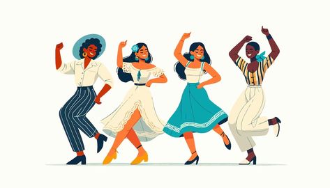 A drawing of a group of women dancing in the middle of the picture | Premium AI-generated vector Women Dancing, Group Of Women, Hispanic Heritage Month, Hispanic Heritage, Heritage Month, A Drawing, A Group, The Picture, In The Middle