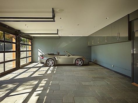 Contemporary Garage, Garage Paint, Garage Design Interior, Cool Garages, Glass Garage Door, Porte Cochere, Garage Remodel, Garage Door Design, Modern Garage