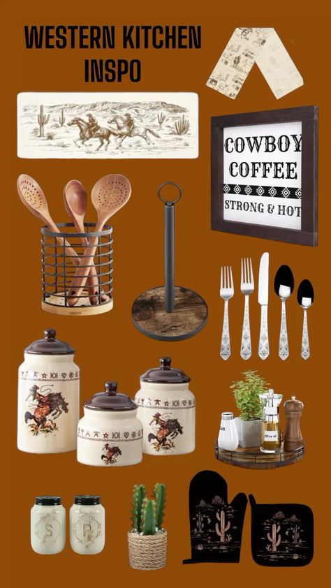 These are some of my favorite westernAmazon finds for your kitchens. Click the link to shop the exact items! 
#westernhomedecor #westernhome #bohohome #westernboho #southweststyle #westernstyle #farmhouse #farmhousedecor #cowhide #ranchhouse Western Kitchen Decor, Cowboy Coffee, Western Kitchen, Western Homes, Southwest Style, Western Home Decor, Western Boho, Ranch House, Farmhouse Decor