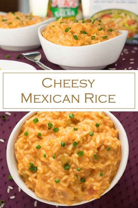 Cheesy Mexican Rice Recipe, Easy Cheesy Mexican Rice, Cheesy Rice Recipe, Cheesy Rice Side Dish, Apocalypse Recipes, Easy Cheesy Rice, Cheesy Rice Recipes, Cheesy Mexican Rice, Cheesy Rice