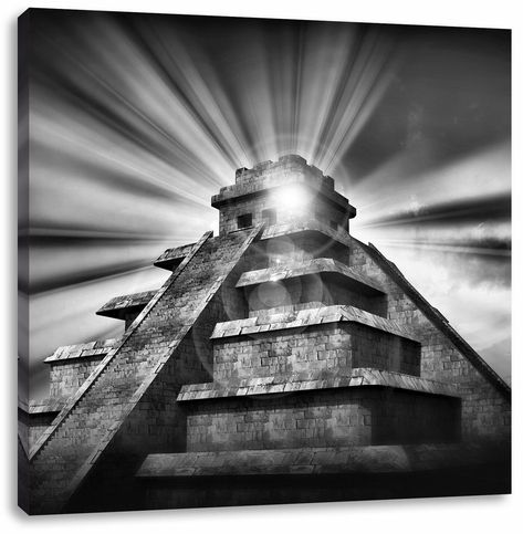 East Urban Home Maya Pyramid Temple Photographic Print on Canvas | Wayfair.co.uk Aztec Pyramid Tattoo, Maya Pyramid, Aztec Warrior Tattoo, Pyramid Tattoo, Aztec Tattoos Sleeve, Aztec Temple, Aztec Pyramids, Aztec Artwork, Temple Tattoo