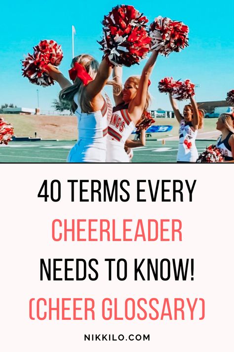 Cheerleading Basic Skills, Tips For Cheerleaders, Cheerleading Stretches, Tips For Beginner Cheerleaders, Cheer Terms, Cheer Stunting For Beginners, Cheerleader Practice, Cheer Tryout Tips, Cheer Stuff Ideas