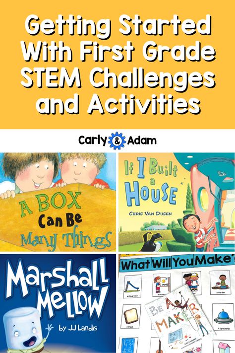 Getting Started With First Grade STEM Activities and Challenges 1st Grade Engineering Activities, Back To School Stem Activities 1st Grade, Grade 1 Stem Activities, First Day Of Science Elementary, Stem Elementary Classroom, If I Built A House Stem Activities, First Grade Steam Activities, First Grade Stem Activities Free, First Grade Stem Activities