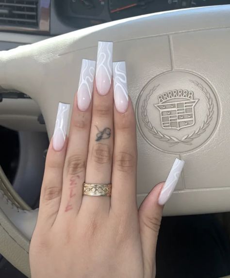 Nails Acrylic Square Long White, White Nail Simple Design, Off White Square Nails, Nail Inspiration Long Square, White Xl Nails, Simple Long Square Nails, Nut White Nails Acrylic With Design, White Long Square Nails, Milk White Acrylic Nails