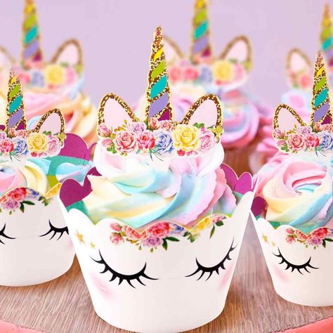 100 Uds DIY, bolsas de almacenamiento de dulces de celofán transparente para bodas y cumpleaños, bolsas para galletas, tartas y piruletas, embalaje, decoración de unicornios - AliExpress Unicorn Birthday Party Cake, Unicorn Cupcakes Toppers, Cupcake Cups, Unicorn Themed Birthday Party, Cupcake Decoration, Unicorn Party Supplies, Unicorn Cake Topper, Rainbow Cupcakes, Unicorn Cupcakes