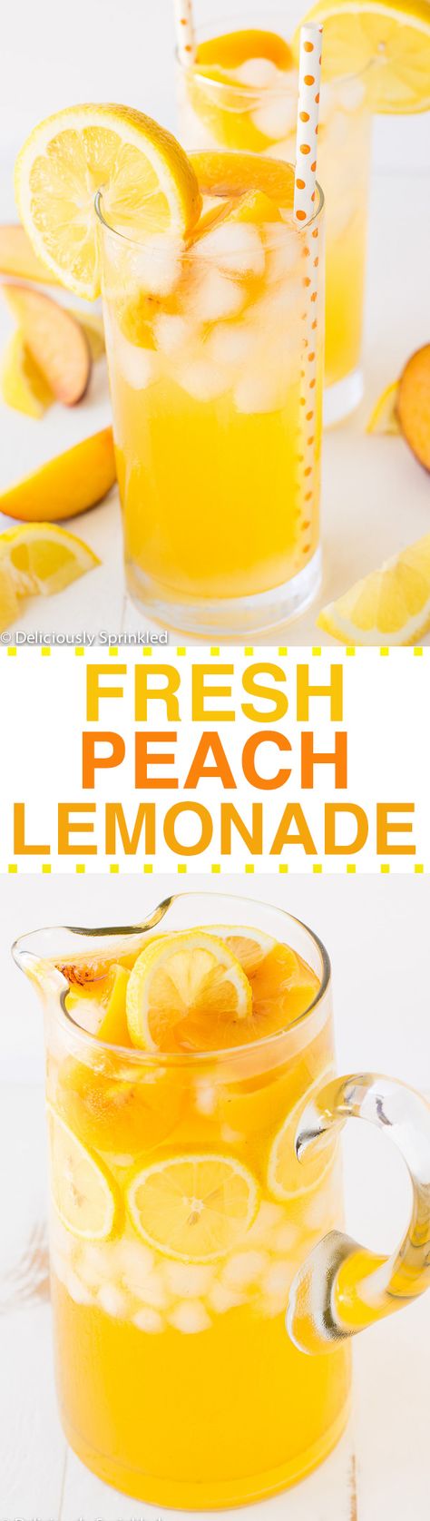 Peach Lemonade Recipe, Peach Lemonade, Drink Recipes Nonalcoholic, Lemonade Drinks, Refreshing Drinks Recipes, Lemonade Recipe, Lemonade Recipes, Punch Recipes, Fruit Drinks