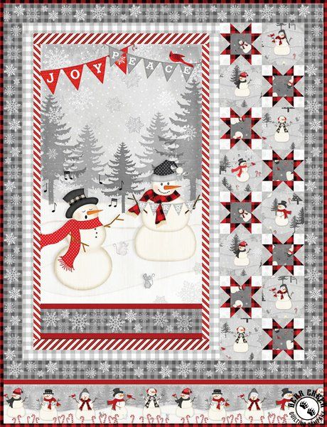 Snowy Wishes II Free Quilt Pattern Log Animals, Snowmen Quilts, Snowman Quilts, Panel Quilting, Winter Quilts Patterns, Quilting Panels, Quilts Christmas, Quilt Layouts, Quilt Instructions