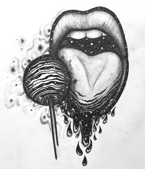 Lip Tattoo Drawing, Lips With Tongue Out Tattoo, Lips Drawing Tattoo, Lips And Tongue Tattoo, Lips And Tongue Drawing, Mouth With Lollipop Drawing, Tongue Tattoo Design, Lips With Lollipop Drawing, Lollipop Tattoo Design